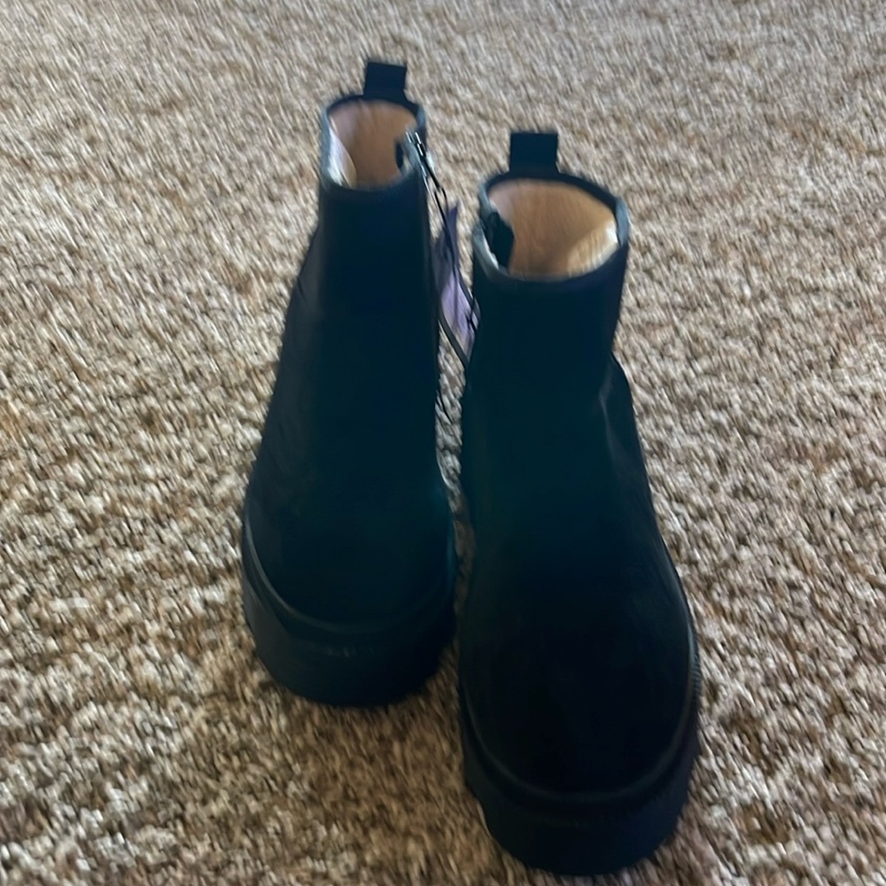 These are brand new suede chunky booties